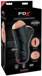 Pipedream - PDX Elite Double Penetration Vibrating Stroker Light/Black férfi maszturbátor