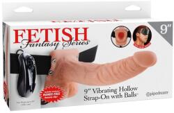 Pipedream 9" Vibrating Hollow Strap-On with Balls Light/Black felcsatolható eszköz