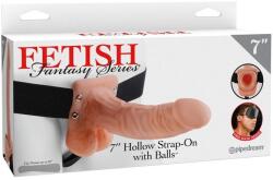 Pipedream 7" Hollow Strap-On with Balls Light/Black felcsatolható eszköz