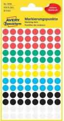 Avery Etikett címke, o8mm, jelölésre, 6 klf. szín 104 címke/ív, 4 ív/doboz, Avery vegyes