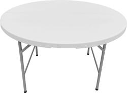 ROJAPLAST Összecsukható hordozható műanyag körasztal fém lábak 152 cm fehér (DS-ZY152)