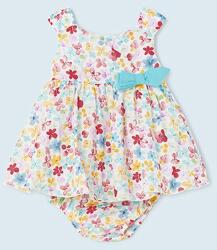 Mayoral Mayoral, Virágmintás és masnival díszített ruha, Fehér, Türkiz, Rózsaszín, 65 CM (1824-022-2-4M)