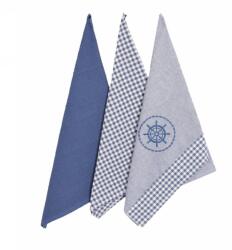 Forbyt Konyharuha Kockás és kör mintás, kék, 45×70 cm, 3 db