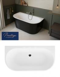 M-Acryl Velvet különleges fényes fekete akril kád 160x75 + ELŐLAP (fekete) + LÁB + Króm lefolyó klick-klack (12517)