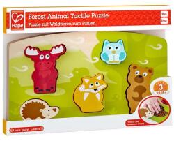 Hape Puzzle din lemn Hape - Atinge si recunoaste, animale salbatice