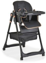 Moni Lindo etetőszék multifunkciós kiegészítőkkel (előke, kanál, villa) fekete
