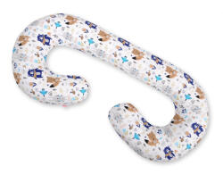 BabyLion Prémium XXL Ölelő Párna - Fehér Alapon Sötétkék Maci és Barátai