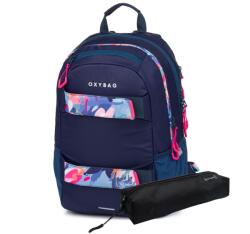 KARTON P+P Rucsac pentru studenți + etui OXY Sport Flowers Blue (8-39725E)