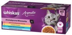 Whiskas Adult Aromatic Selection 40x85 g teljes értékű nedves eledel felnőtt macskáknak, mártásban, darabokban: mázas sertéshús és sárgarépa, óceáni haldarabokkal, húslevesben
