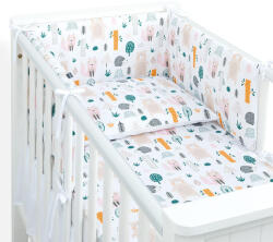 MT Textil 3 Részes Ágyneműhuzat Szett 100x135cm - Fehér Alapon Erdő Állatkái