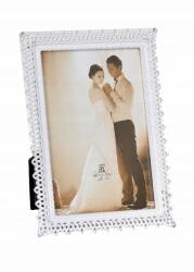 Poldom Fém képkeret 10x15 áttört fehér, finom díszítéssel (5907524027290)