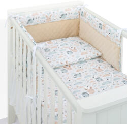 MT Textil Velvet 3 Részes Ágyneműhuzat Szett 100x135cm - Bagoly és Nyuszi - Bézs Betéttel