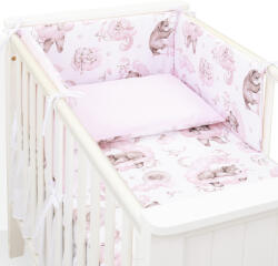 MT Textil 3 Részes Ágyneműhuzat Szett 100x135cm - Rózsaszín Felhők Alvó Macikkal