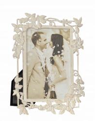 Poldom Fém képkeret 10x15 áttört krémszínű, finom díszítéssel (5901560612984)