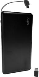 Powerbank Setty - fekete powerbank 10000 mAh, LED-es, USB / MicroUSB + Type-C (USB-C) adapter