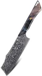 HARAHU Cuțit de bucătărie damasc TE-37377 - Nakiri / Albastru KP37377