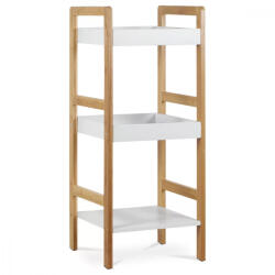 Artium Dr-013-3 Három Részes Tároló Állvány Bambuszból Natúr Színben, Fehér Mdf Polcokkal. Teherbírás: 9 kg Belföldi Raktárról (r-DR-013-3)