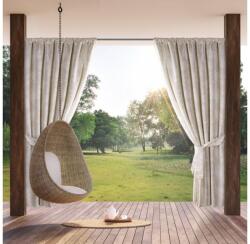 EUROFIRANY Garden rózsa mintás vízálló kerti függöny elkötővel Púder/krémszín 155x200 cm