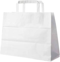  Papírtáska szalagfüles, papírszatyor 32x28+20cm fehér, fekvő (SZID-02383)