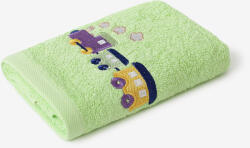 Goldea gyermek frottír törölköző - vonat a zöldön 30 x 50 cm