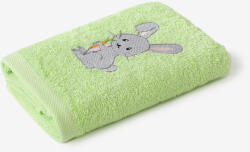 Goldea gyermek frottír törölköző - nyuszi zöld alapon 30 x 50 cm