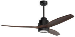 Nova Luce Ventilator de tavan cu LED 12W, 800Lm, 3000K, 5 viteze, corp otel negru si sticla, 3 Lame din lemn maro (19415-)