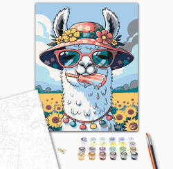 Alkotásutca Láma nyár - Számfestő készlet kereten 40x50