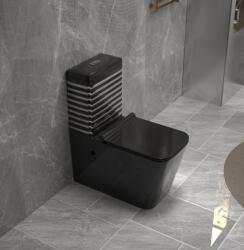  Set vas wc , montare pe podea, rimless, evacuare laterala, negru gri 64 x 36 x 80 cm T2079BS (A054)