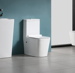  Set vas wc cu capac slim, montare pe podea, rimless, evacuare laterala, alb 640x360x800 T2073 (A052)