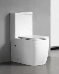  Set vas wc cu capac slim, montare pe podea, rimless, evacuare laterala, alb 68 x 37 x 80 cm T2075 (A057)