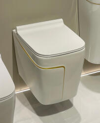  Vas wc suspendat si capac, rimless, ceramica sanitara, alb auriu 52x 36x 36 T3130WG (A048)