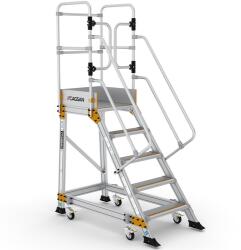 CAGSAN SPRINGO Profi 5 fokos Gurítható Biztonsági Dobogó - (Munkamagasság: 3, 2m) (EP4)
