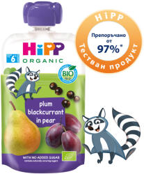 Hipp Organic Плодова закуска слива, касис и круша 100г