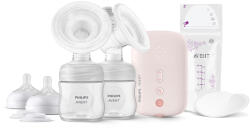 Philips двойна електрическа помпа за кърма Natural Motion + торбички за кърма 5 броя