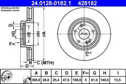 ATE Disc frana fata Renault Laguna II ATE 24.0128-0182.1 (24.0128-0182.1)