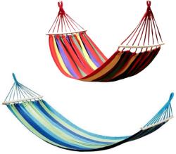  Hamac din bumbac 160 x 80 cm, pentru o persoană, capacitate de încărcare 100 kg, albastru-verde
