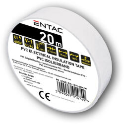 Avide Entac Szigetelőszalag 0.13x19mm Fehér 20m (EIT-1319-20M-W)