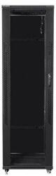 Lanberg FF01-6642-12B 19" 42U SZÉL: 600 MÉLY: 600 MAG: 2047 lapraszerelt üvegajtós fekete rack szekrény (FF01-6642-12B)