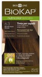 BioKap Vopsea permanentă pentru păr Nutricolor Delicato, Nunaţa Dark Golden Blond 6.3, 140 ml, Biokap