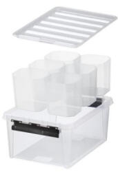 SMARTSTORE Műanyag tárolódoboz, fekete fogantyúkkal, 6 rekeszes, 'Classic 15', átlátszó (CSDSMART42) (CSDSMART42)