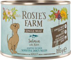 Rosie's Farm 24x195g Rosie's Farm Single Meat Adult Hal & rizs nedves kutyatáp