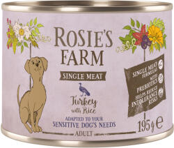 Rosie's Farm 24x195g Rosie's Farm Single Meat Adult Pulyka & rizs nedves kutyatáp