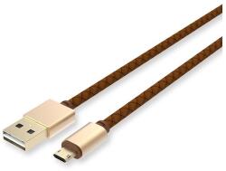 LDNIO Electronic Technology Co. Ltd LDNIO Adat- és Töltőkábel LS25, MicroUSB/USB csatlakozó, 2.4A gyorstöltés, 1 méter, arany/barna (LS-25)