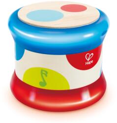 Hape Baby Drum | Jucarie muzicala rulanta pentru copii mici pentru a invata ritm si sunete diferite, functioneaza cu baterii, de la 6 luni (E0333)