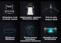  Likeregal 920 masszázs gamer szék lábtartóval zöld