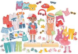 Hape Puzzle magnetic de imbracaminte, inclusiv baza din lemn, set creativ (E1651) Puzzle