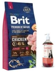 Brit Brit Premium By Nature Junior L csirkével 15kg + Lab-V lazacolaj 100% kutyáknak és macskáknak minden korosztály számára 1000ml hidegen sajtolt