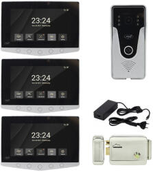 PNI Kit videointerfon PNI DF780 cu 3 monitoare, ecran 7 inch, slot card, comanda 2 porti, inregistrare miscare eveniment - comenzi