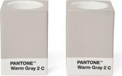 Copenhagen Design Suporturi lumânări Pantone, pentru lumânări clasice sau tealight, gri cald, 2 buc (101720002)