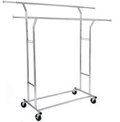 SONGMICS Gurulós ruhaállvány 110kg teherbírással, króm 129-169 cm között állítható (HSR12S)